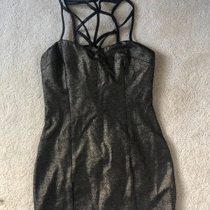 black dress with gold detailing